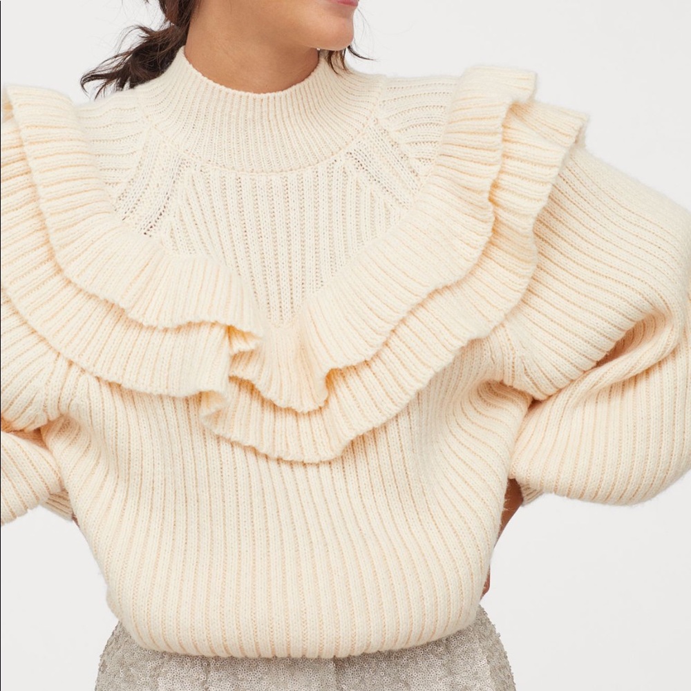 H&M Flounced Rib Knit Sweater NWT
